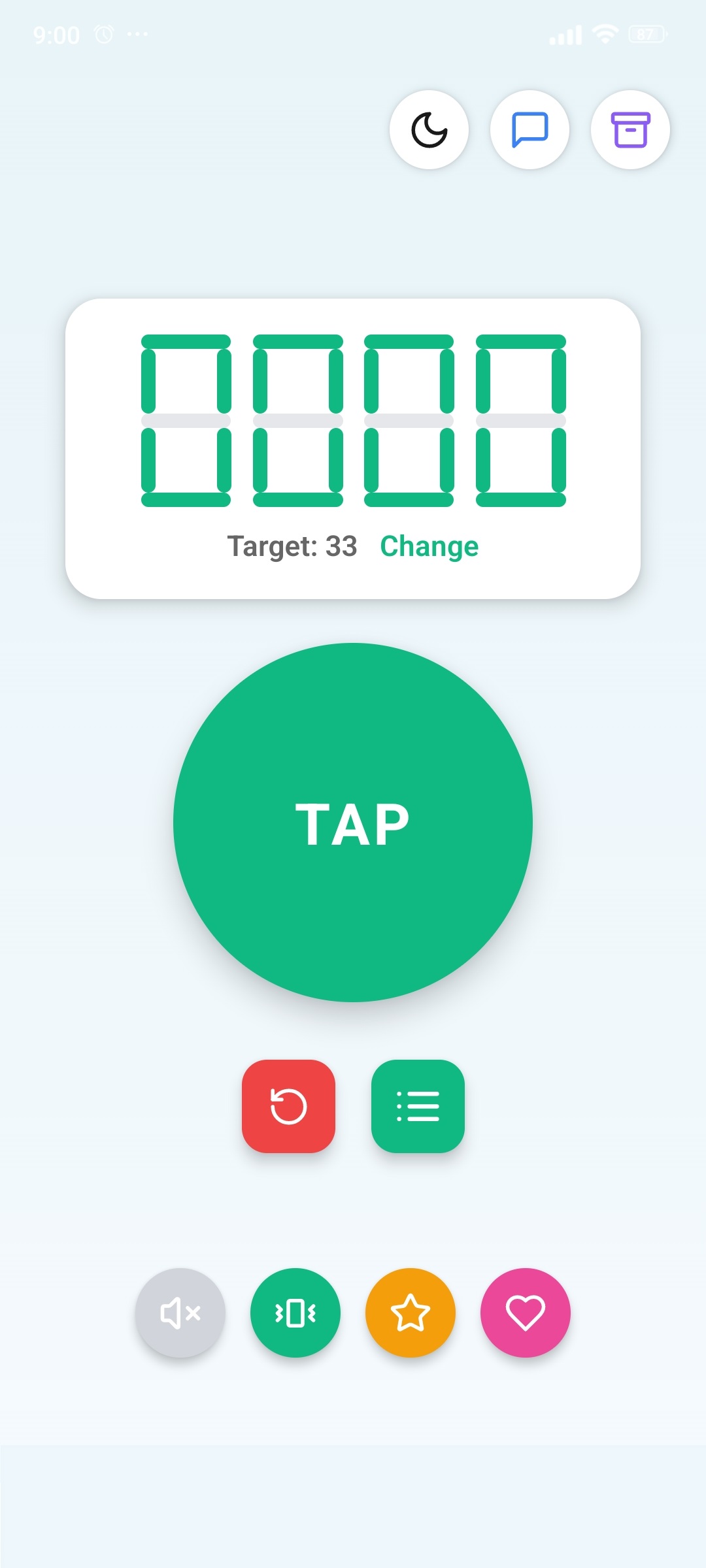 Tap counter screen