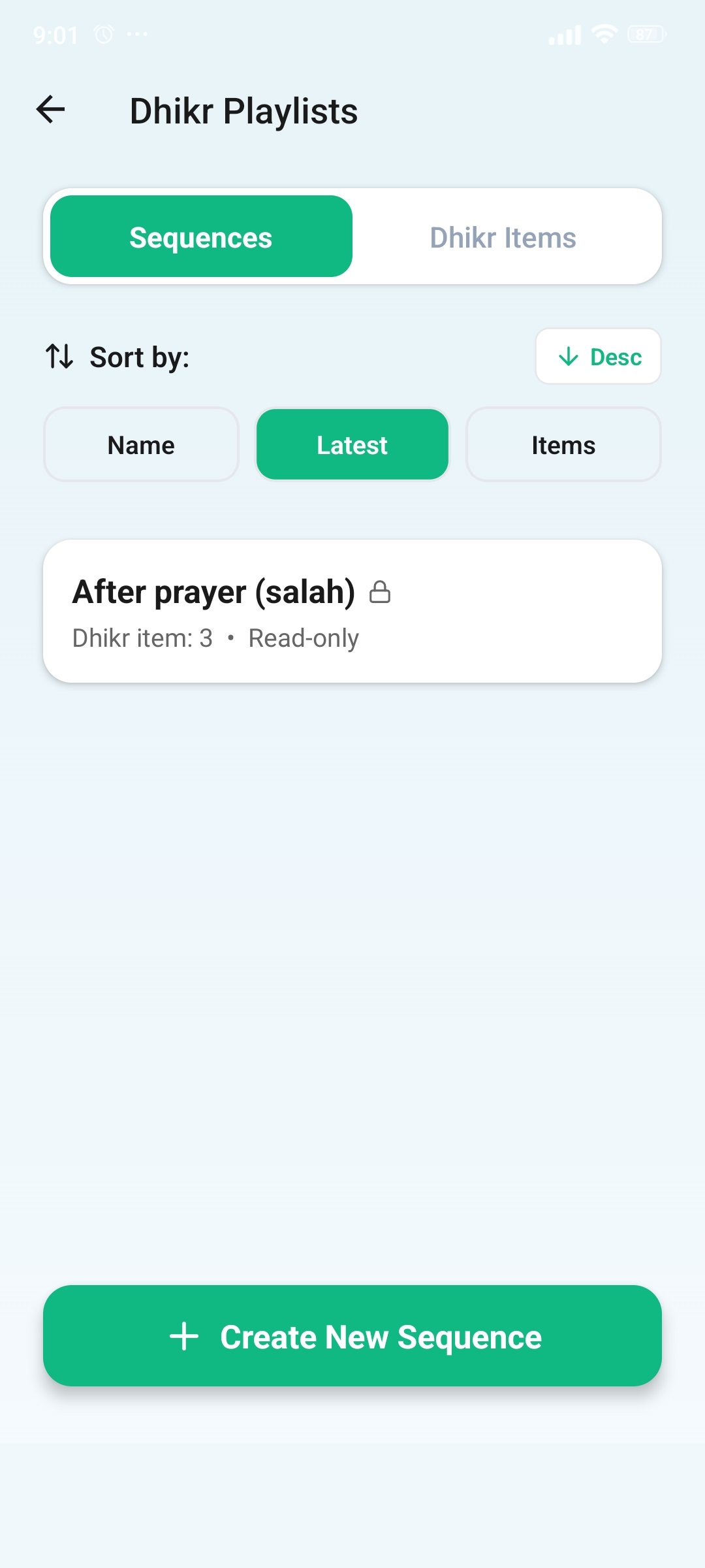 Dhikr sequences